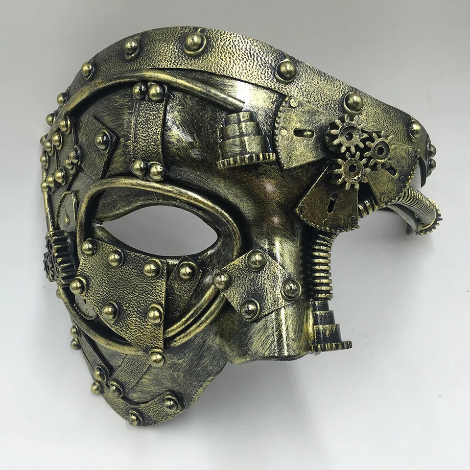 GoldM39078 Steampunk Phantom Half Face Men Goggle Party Masquerade Mask 
